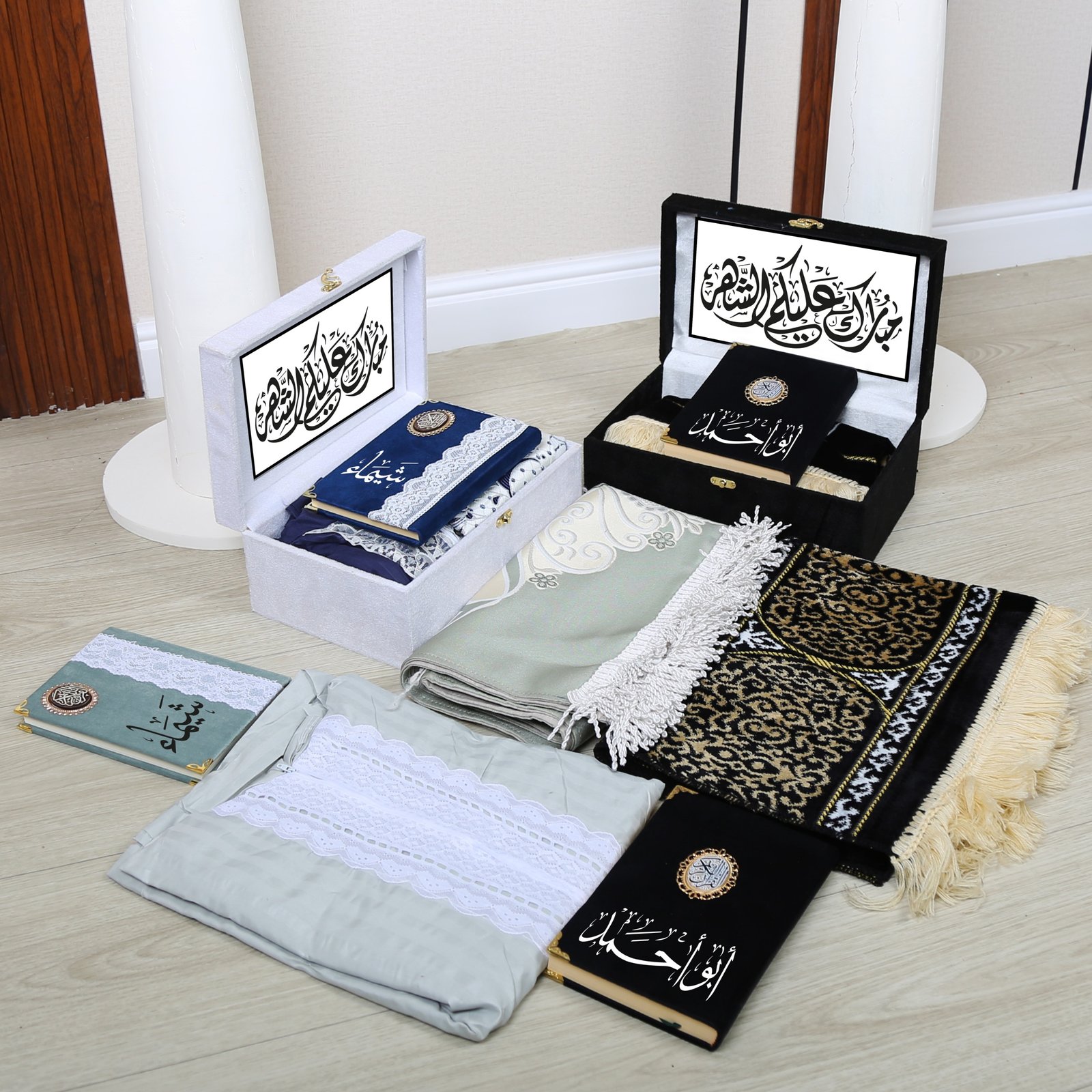بوكس  طقم صلاة رجالي ونسائي مع مصاحف مخصصة – هدية رمضان مثالية