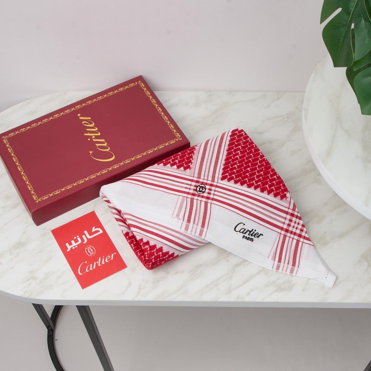 شماغ كارتير فاخر رجالي أحمر كلاسيك للمناسبات والأناقة