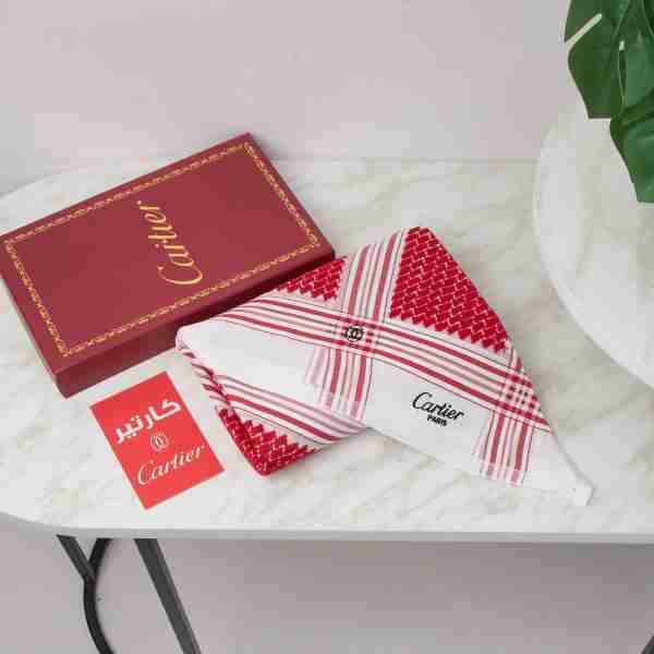 شماغ كارتير فاخر رجالي أحمر كلاسيك للمناسبات والأناقة